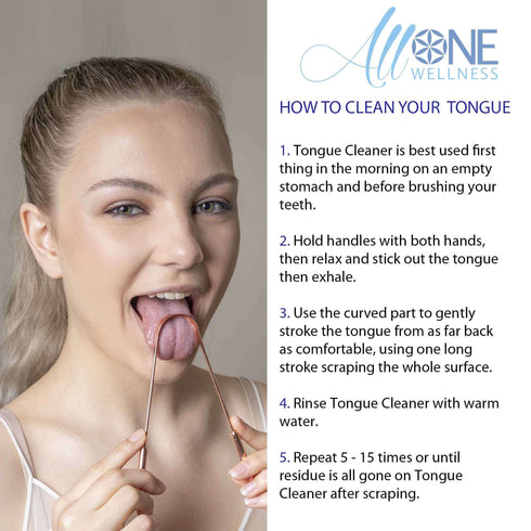 Tongue Cleaner - Tongue Scraper | Copper & Stainless Steel - AllOne Wellness